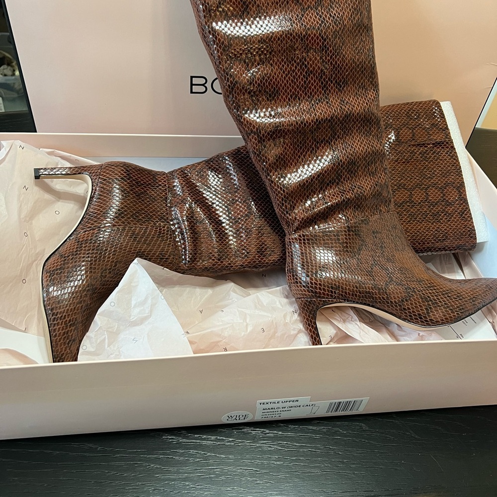 BCBGeneration Brown Snakeskin Heeled Boots